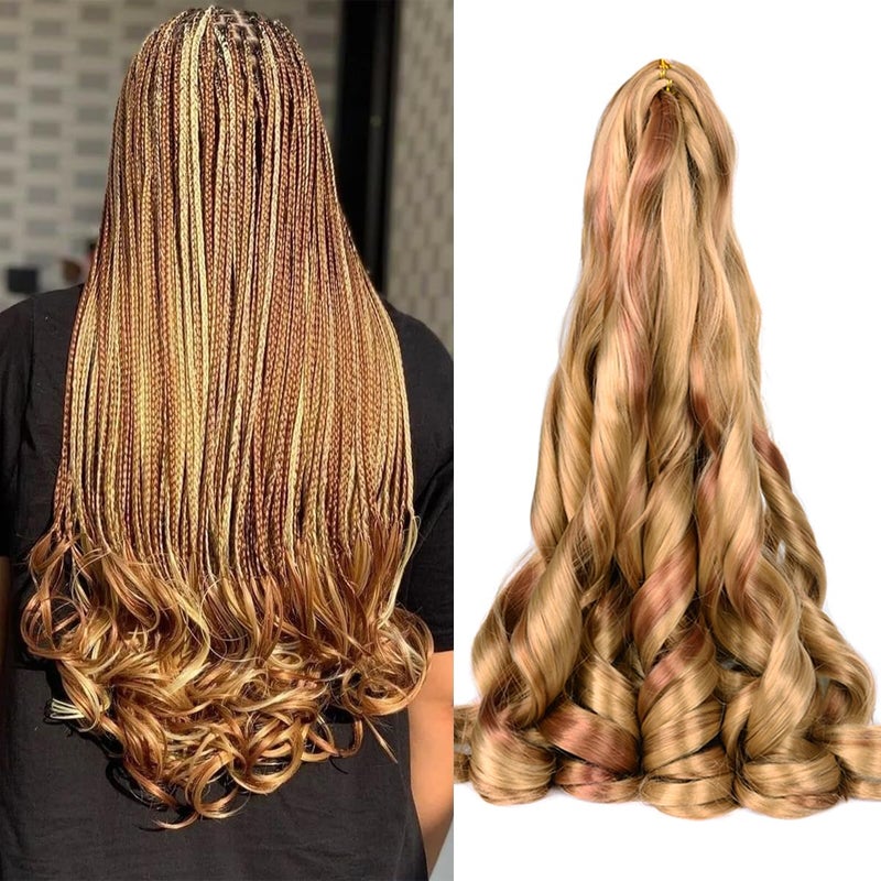 French Curly Braiding Hair for Box Braids P2730 Loose Wave Braiding Hair 8 Packs 24 Inch 75GPack Spanish Curly Synthetic Spiral Curl Silky Braiding Hair Extensions 24 Inch8 PacksP2730